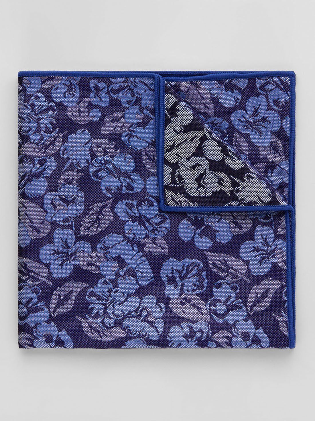 Blue Pocket Square Floral 