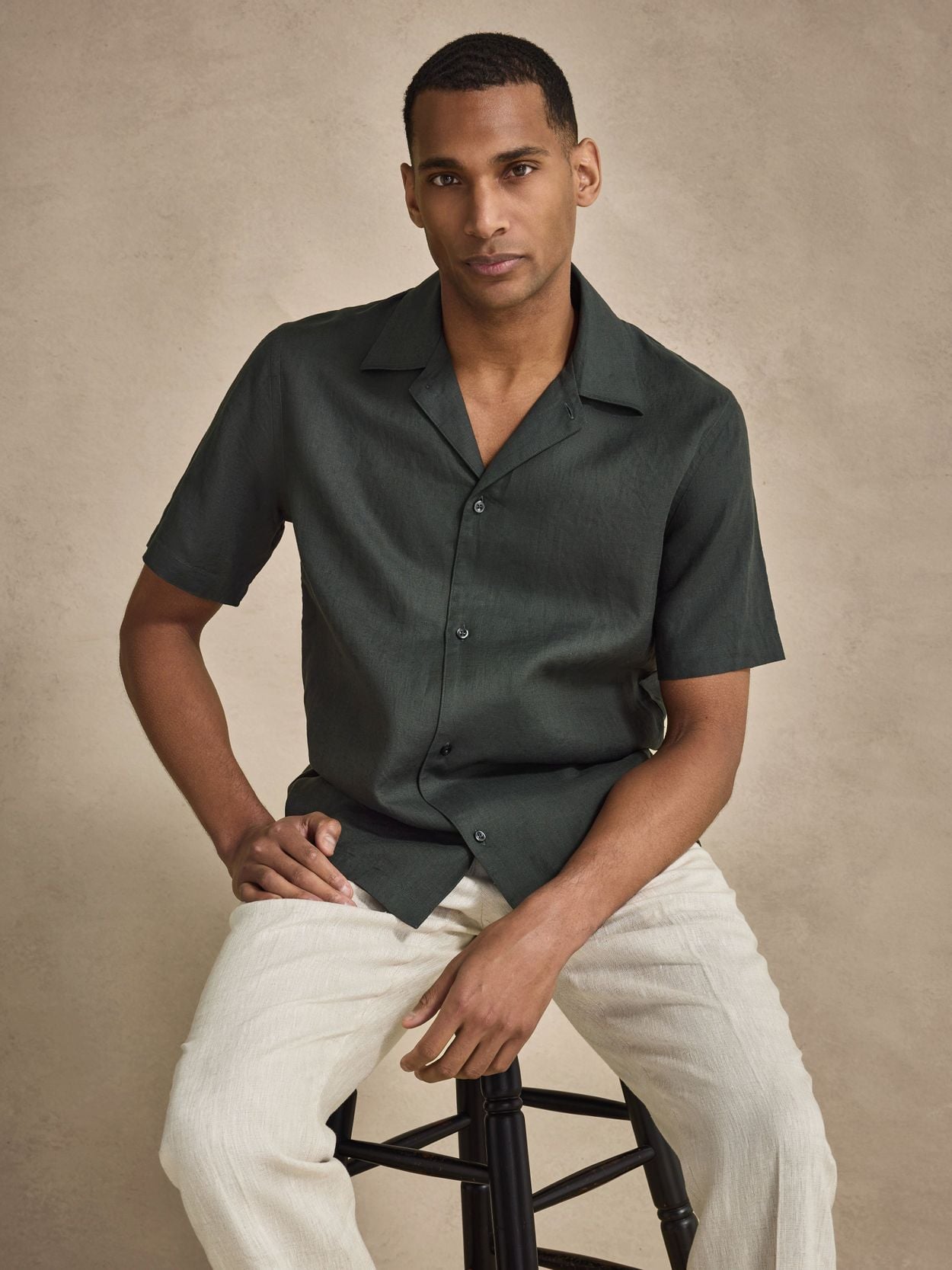 Dark Green Short Sleeve Linen Shirt - Linen Casual Fit - Buy online | John  Henric