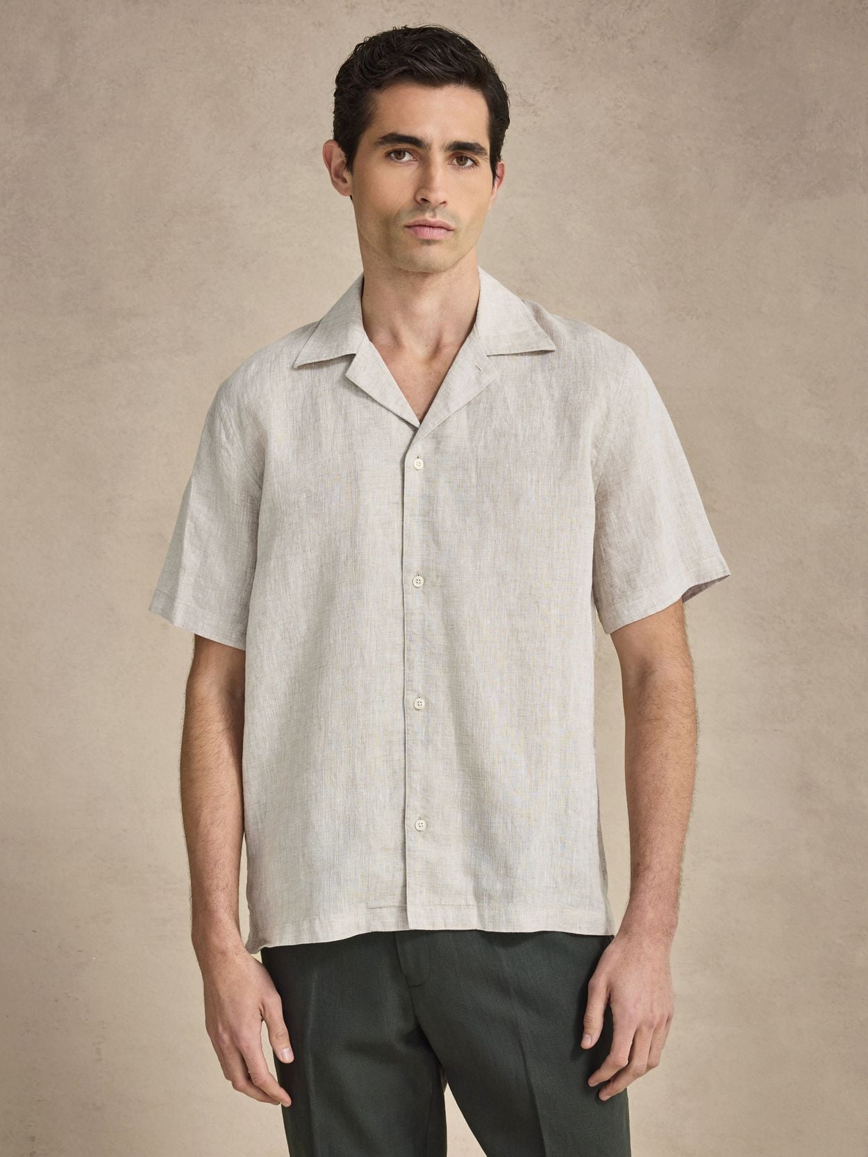 Sand Short Sleeve Linen Shirt - Linen Casual Fit - Buy online | John Henric