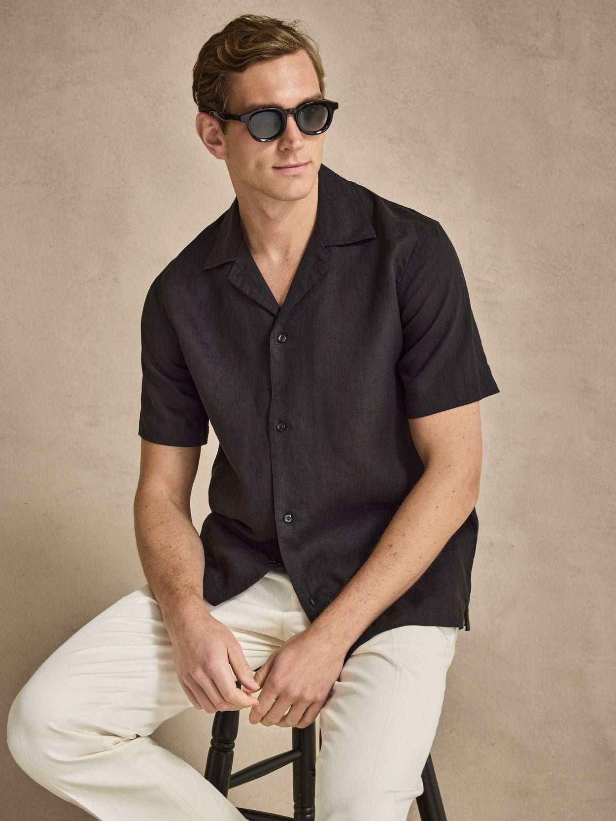 black dress shirt short sleeve John Henric - Linen black lace long dress permanent over a t Pay With:220 Qs (Silkroll Fee: $5.50)