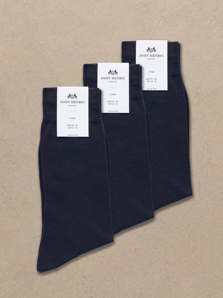 3-pack Navy Blue Socks Merino