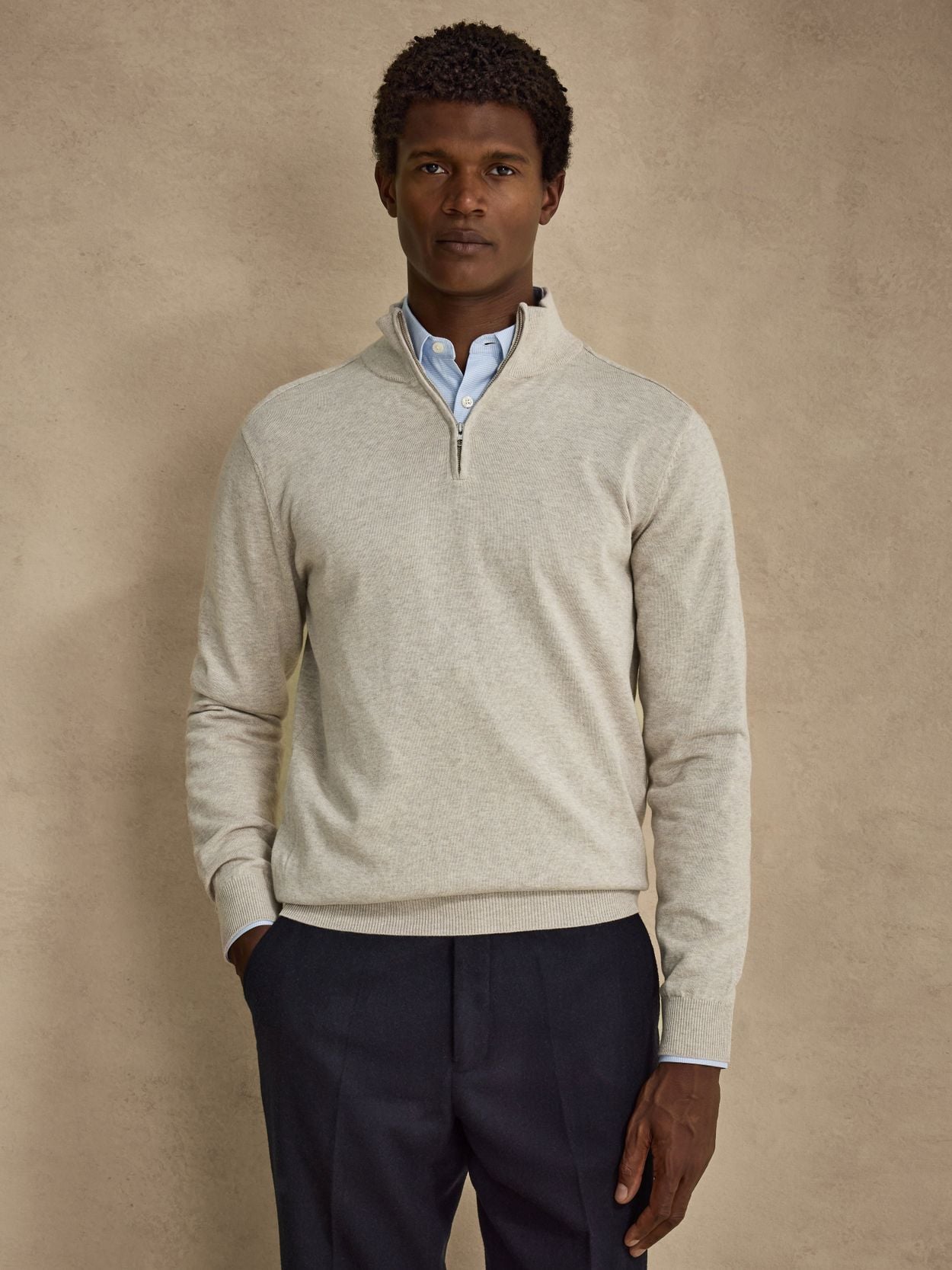 Sand Sweater - Cotton Half Zip - Buy online | John Henric