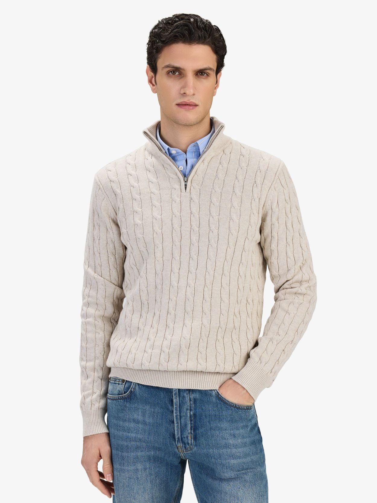 Sand Sweater - Cotton Cable Knitted - Buy online | John Henric