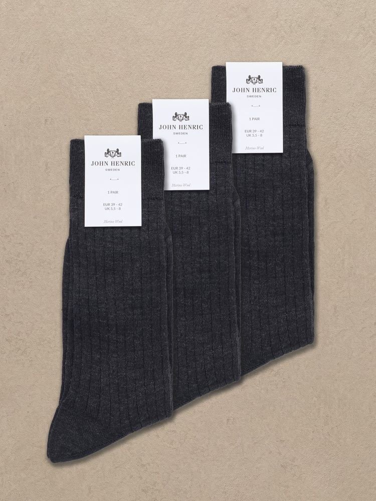 3-Pack Grau Merinosocken
