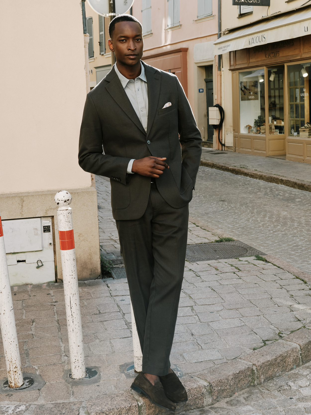 Image number 2 for product Dark Green Linen Suit