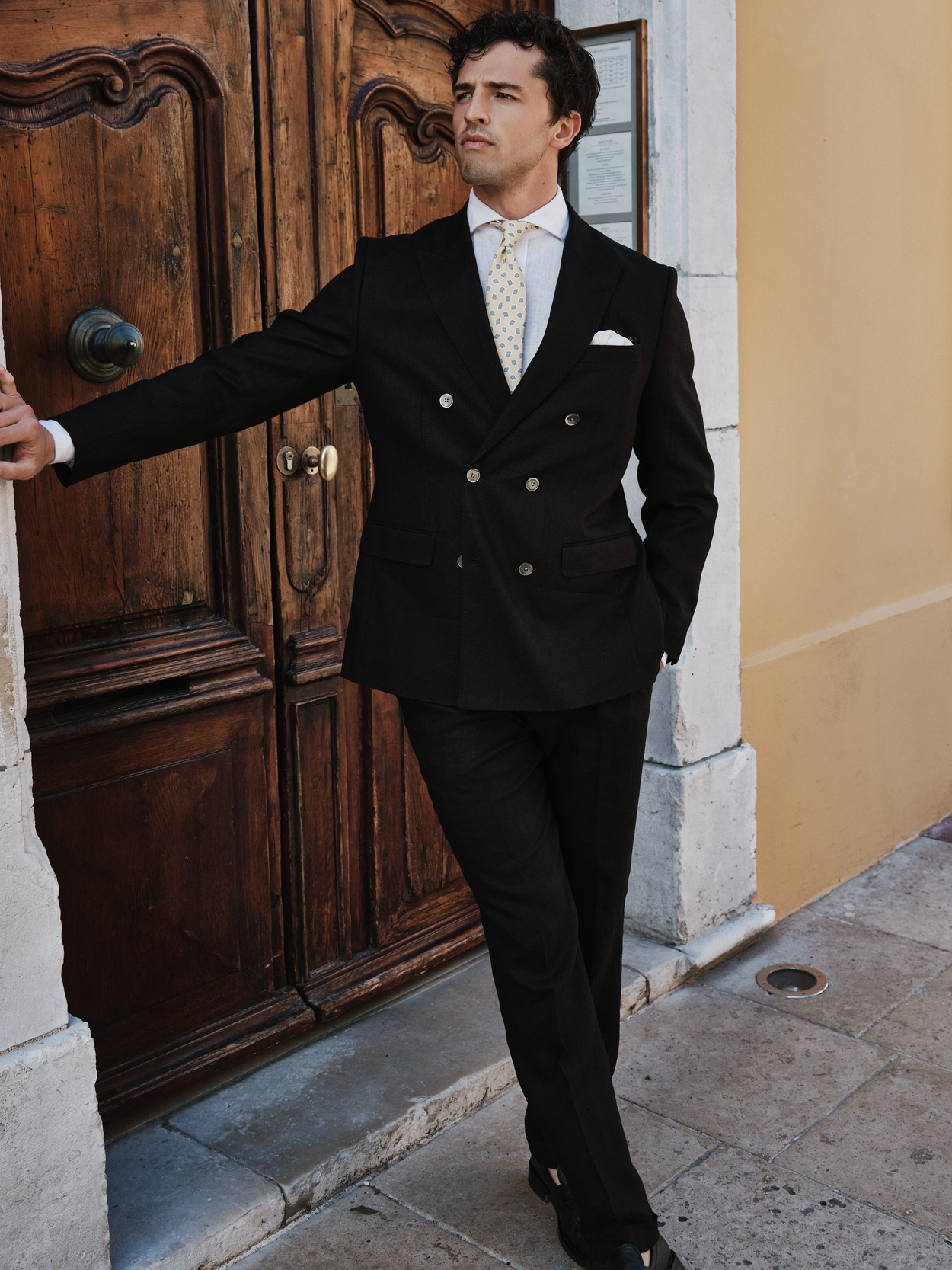 Image number 1 for product Black Double Breasted Linen Suit