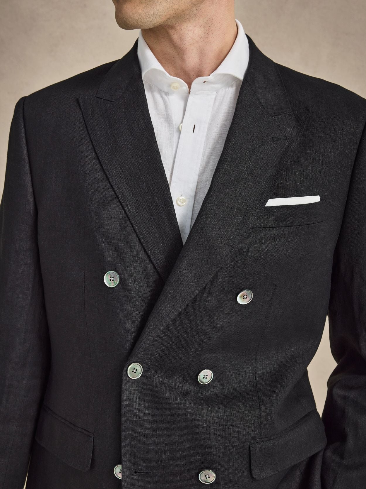 Image number 8 for product Sort Dobbelt Radet Hør Jakkesæt