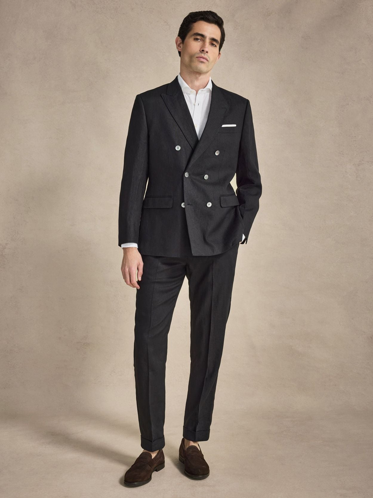 Image number 7 for product Sort Dobbelt Radet Hør Jakkesæt