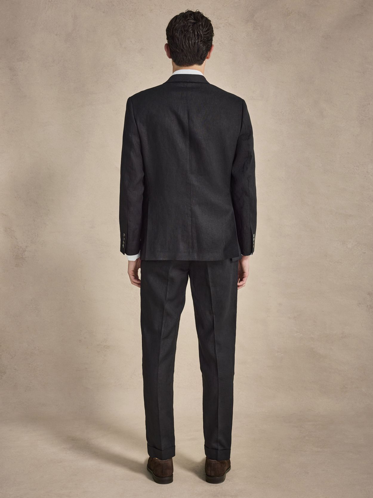 Image number 10 for product Svart Dubbelknäppt Linnekostym