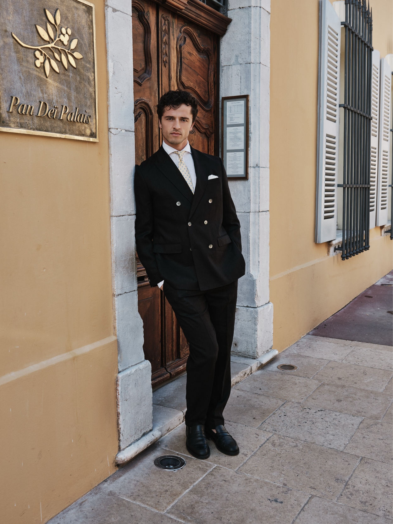 Image number 6 for product Black Double Breasted Linen Suit