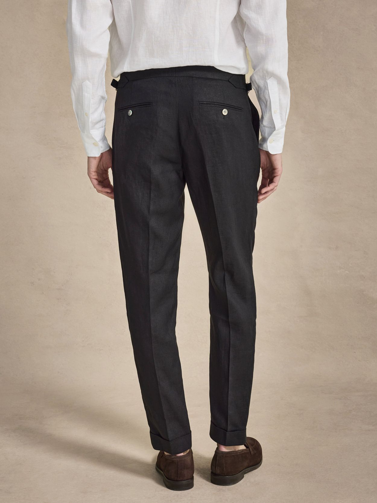 Image number 8 for product Svart Dubbelknäppt Linnekostym