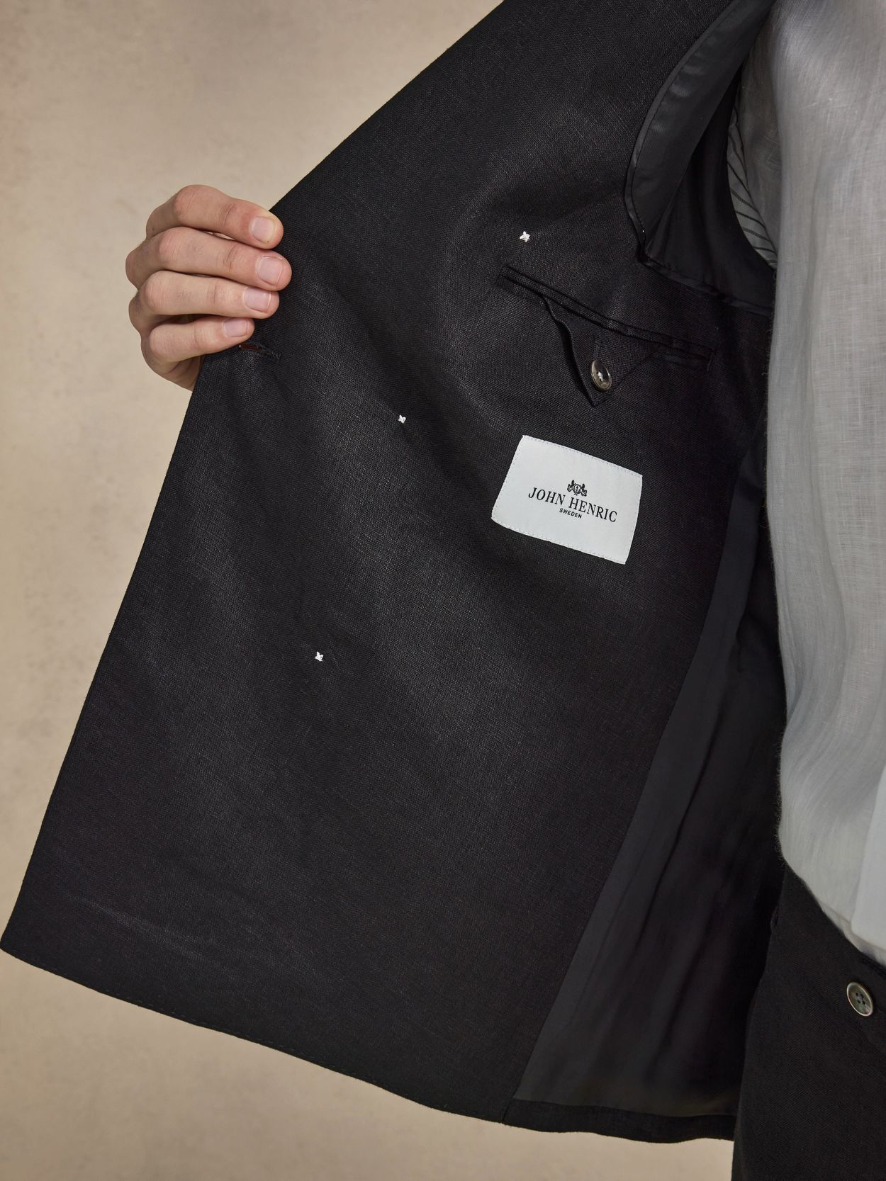 Image number 10 for product Sort Dobbelt Radet Hør Jakkesæt