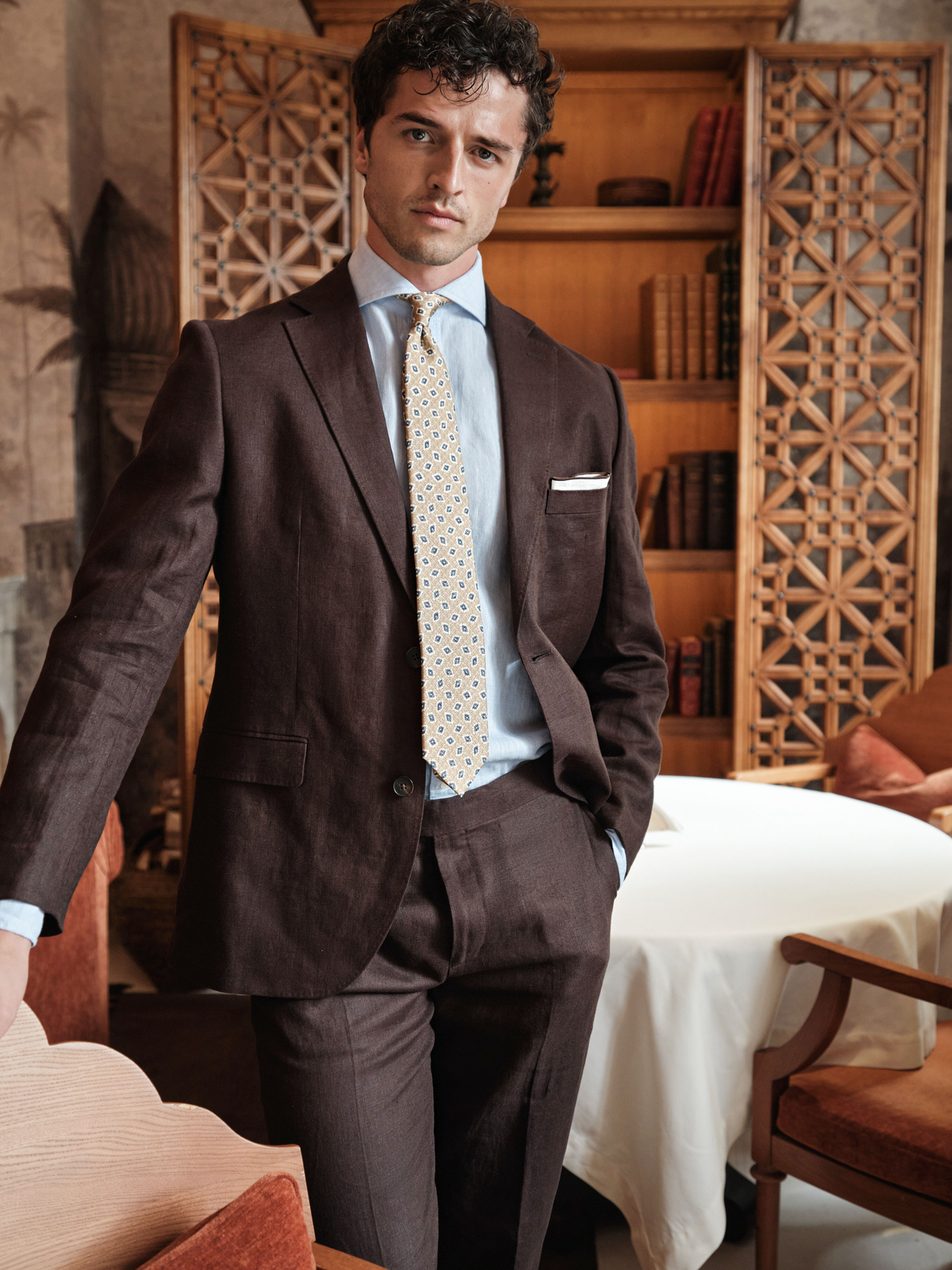 Image number 3 for product Dark Brown Linen Suit