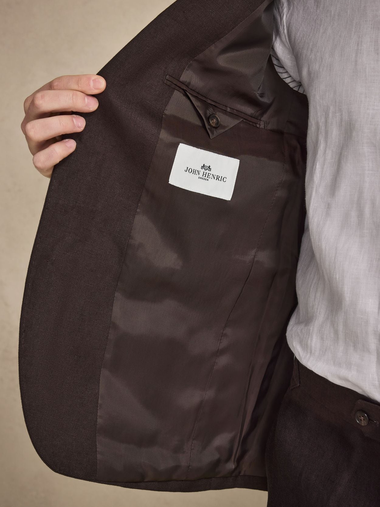 Image number 5 for product Mørkebrun Jakkesæt Hør