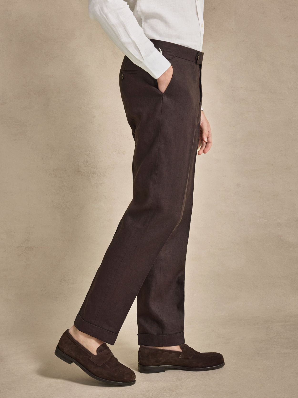 Image number 7 for product Mørkebrun Jakkesæt Hør