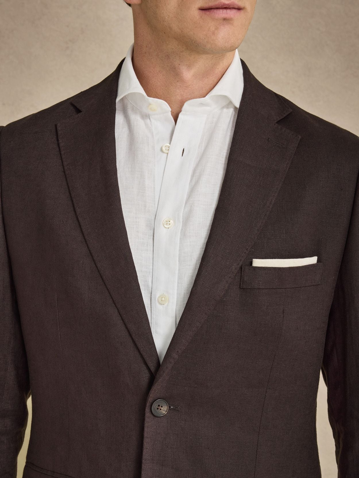 Image number 3 for product Mørkebrun Jakkesæt Hør