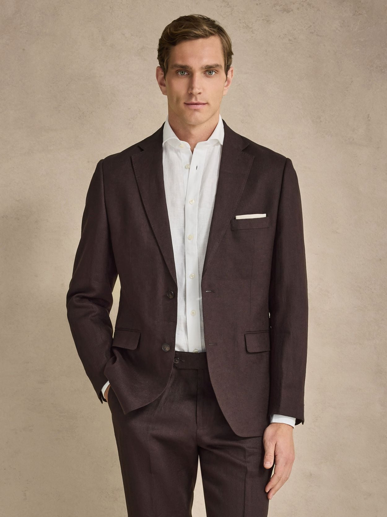 Image number 8 for product Dark Brown Linen Suit