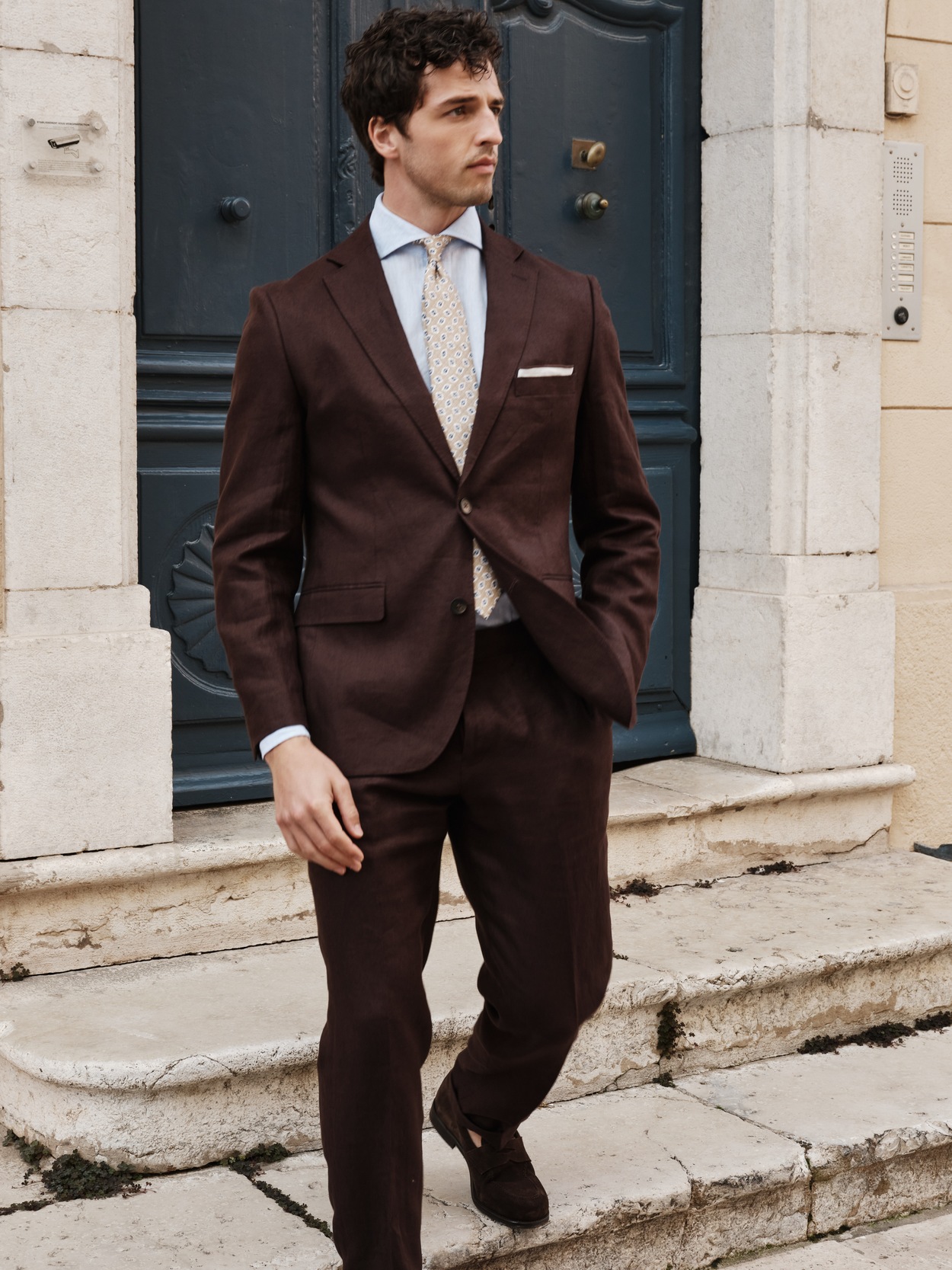 Image number 2 for product Dark Brown Linen Suit