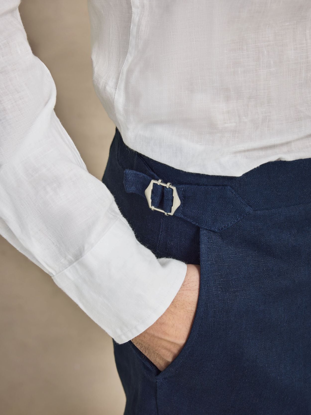 Image number 6 for product Marinblå Linnekostym