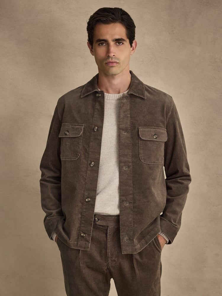 Taupefarbenes Cord-Overshirt