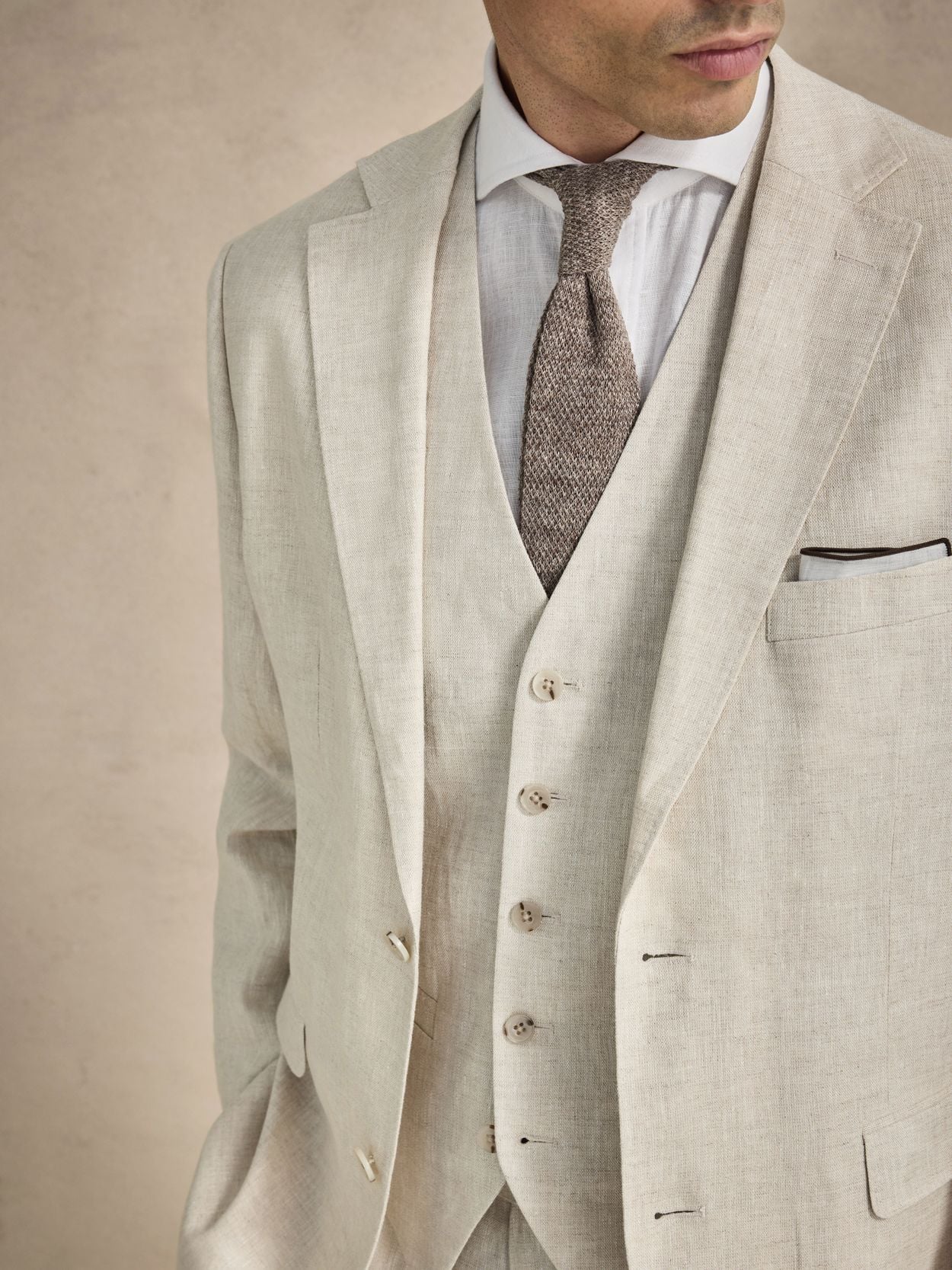 Image number 8 for product Sand Tredelt Hør Jakkesæt