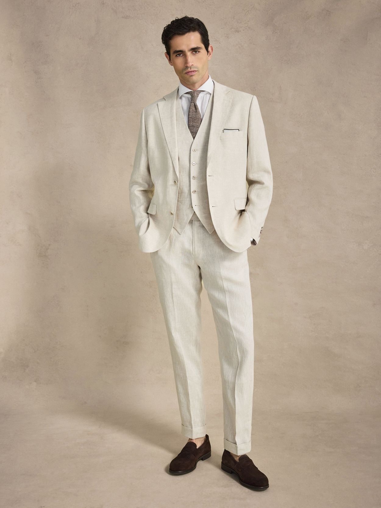 Image number 7 for product Sand Tredelt Hør Jakkesæt