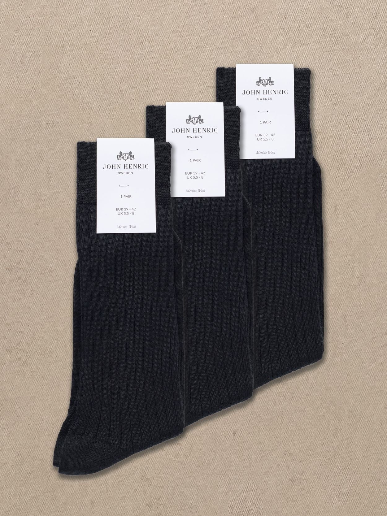 Image number 1 for product 3-Pack Zwart Merinosokken