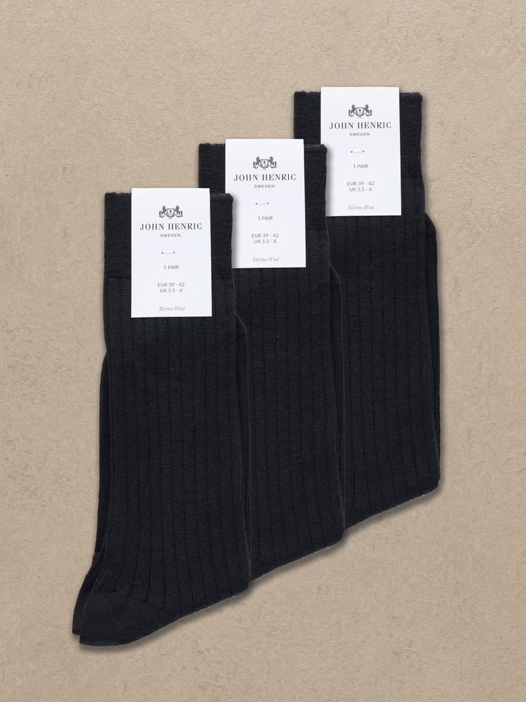 3-Pack Zwart Merinosokken