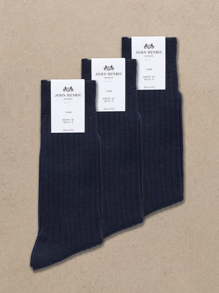 3-Pack Navy Blue Merino Socks