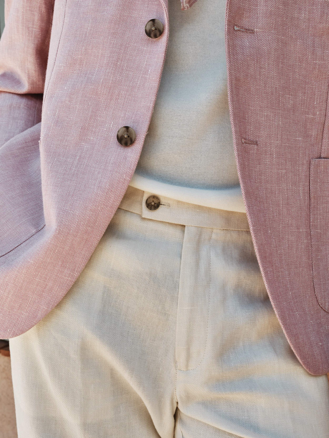 Image number 5 for product Pink & Sand Linen Suit