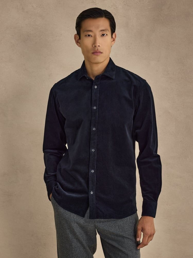 Marineblauw Corduroyoverhemd