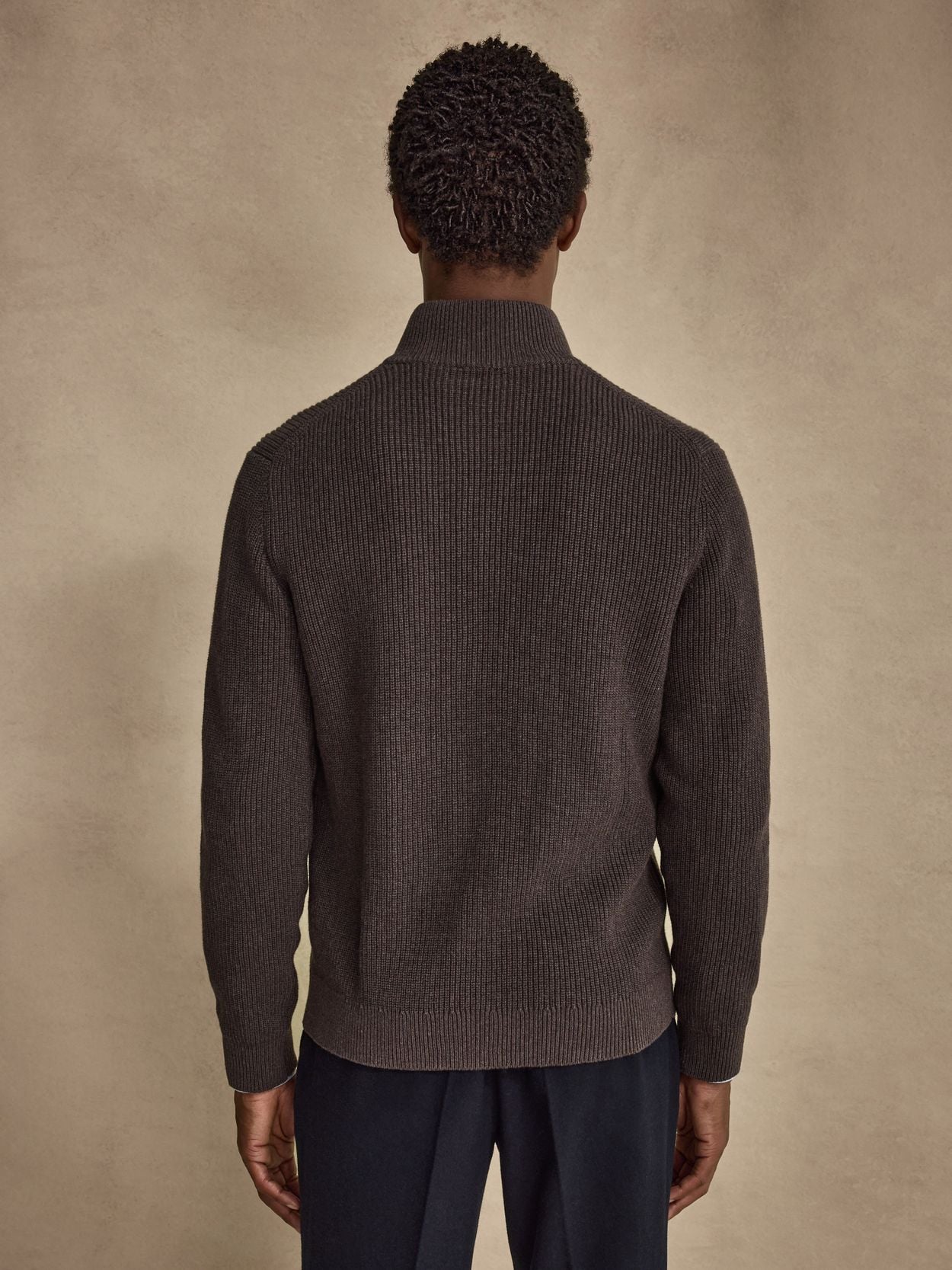 Dark Brown Zip Cardigan - Cotton - Buy online | John Henric