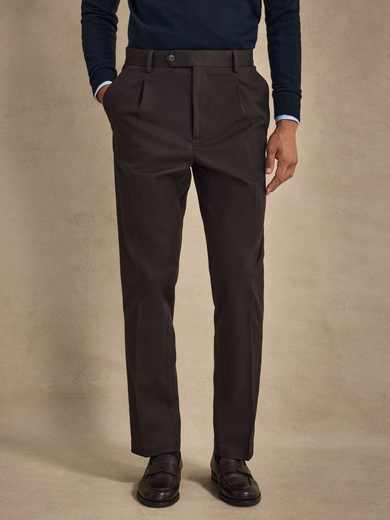 dark brown dress pants men Trousers - Cotton Tapered Fit - Buy online Classic In Beige/Brown duster for women Everlasting Print Maxi Dress Style:SH2004456-001
