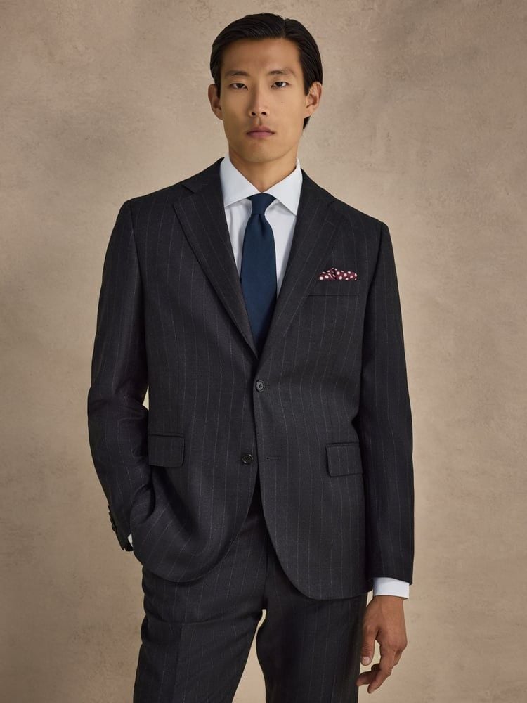 Dark Grey Flannel Suit Jacket