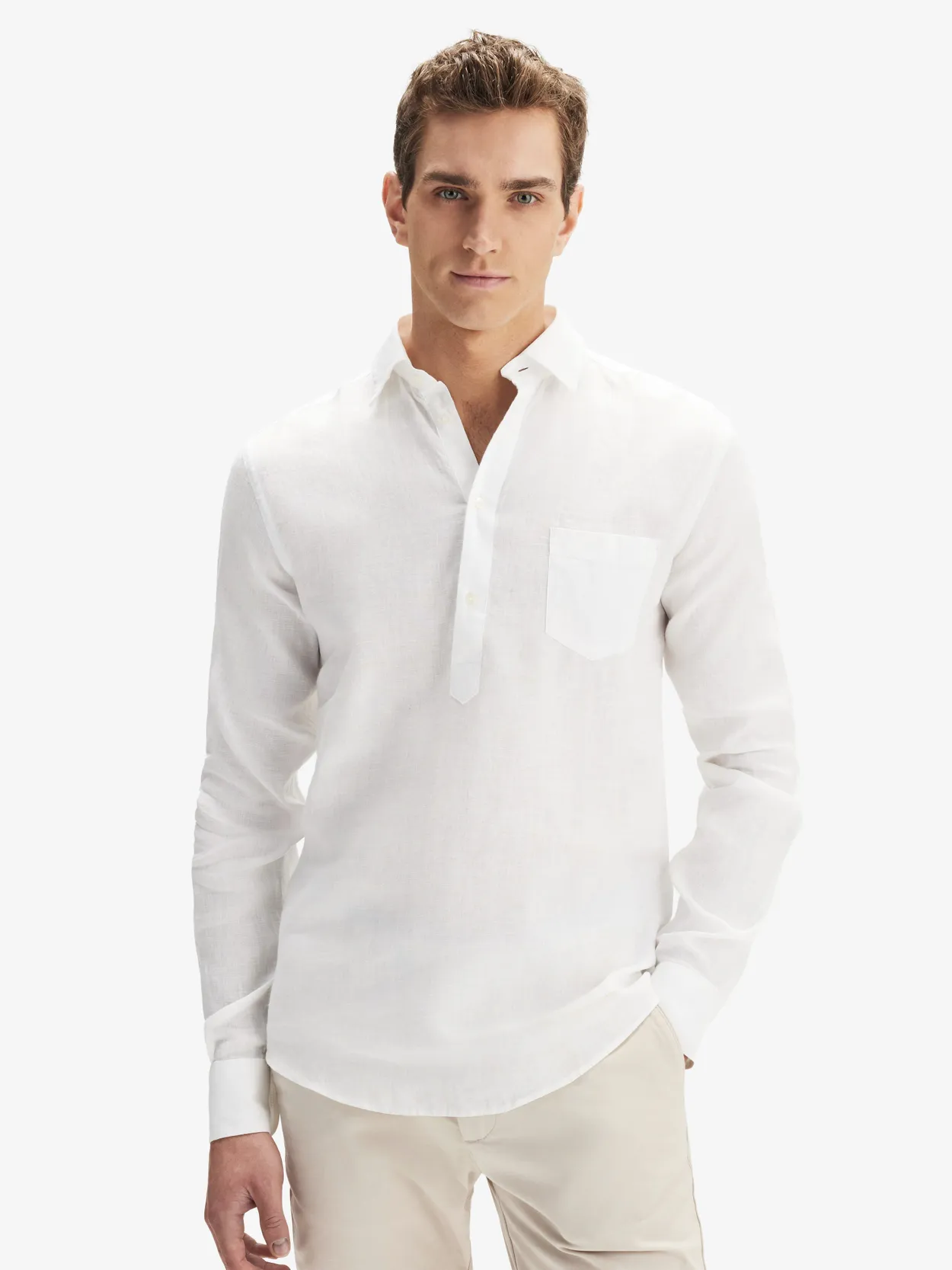 White Popover Linen Shirt