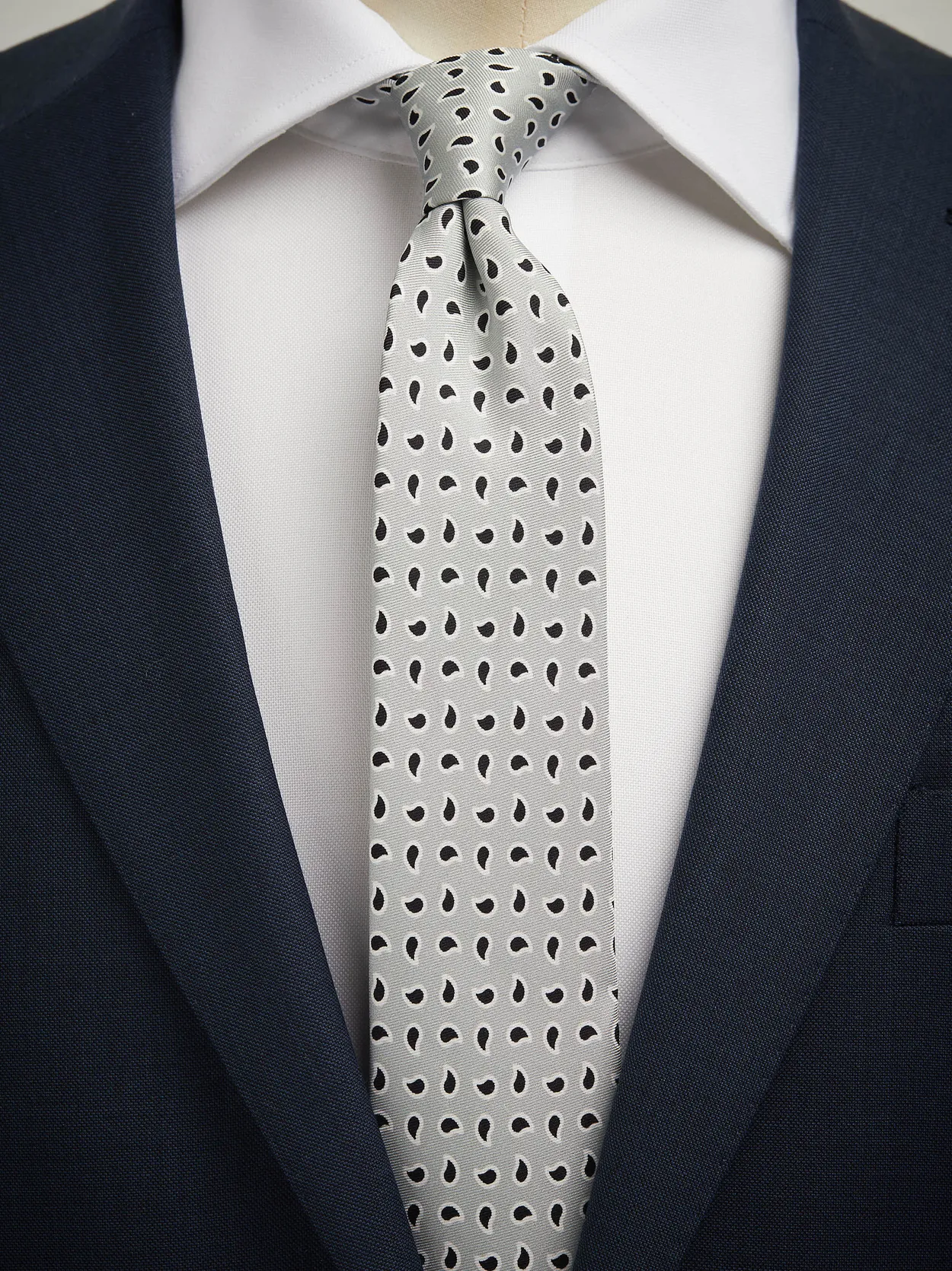 Grey Tie Small Paisley