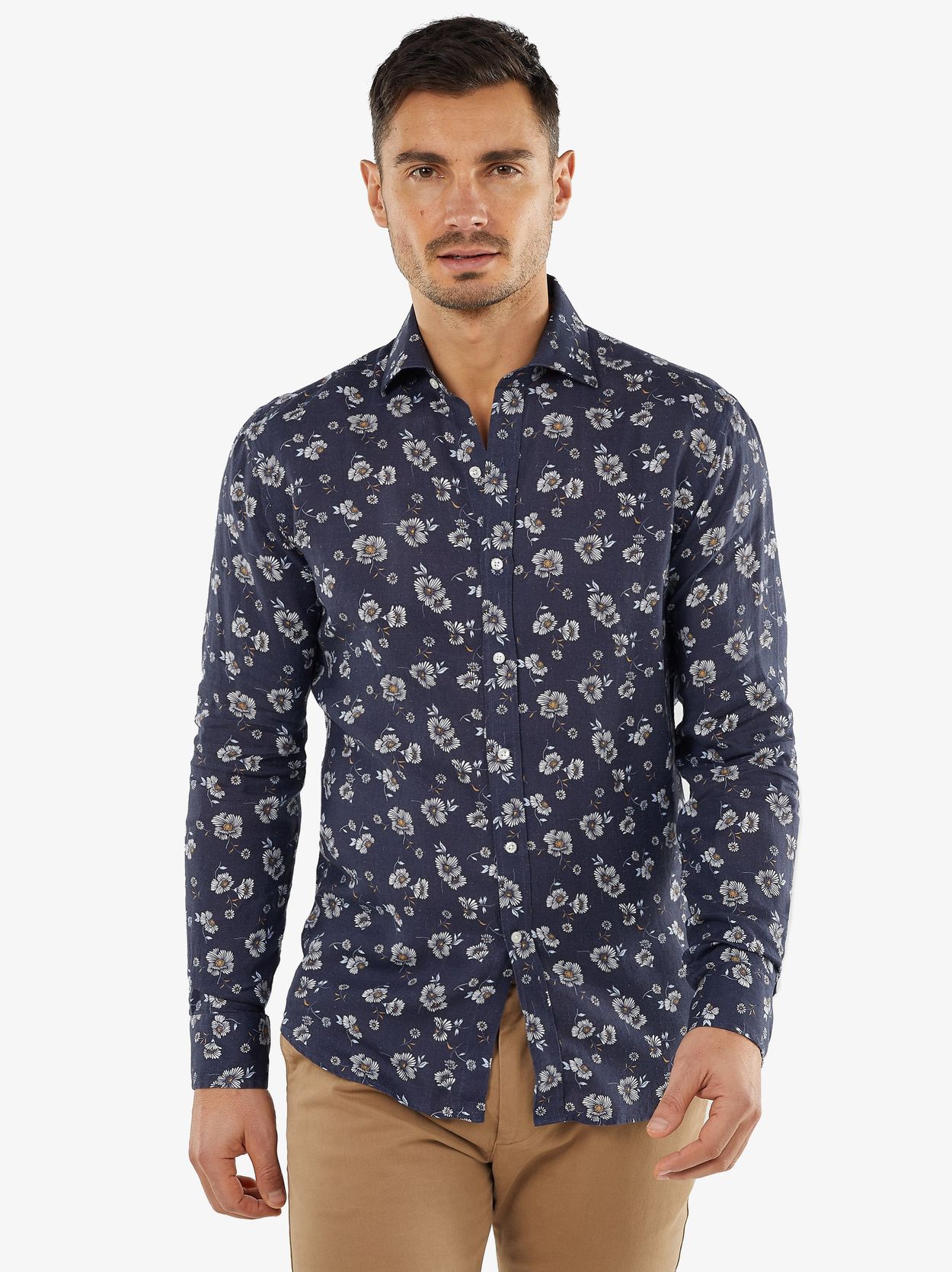 blue floral dress shirt mens Men's Slim Fit Turquoise Floral Long Sleeve Snap Shirt main image 0