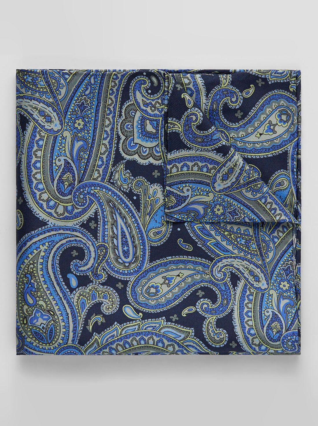 Dark Blue Pocket Square Paisley 