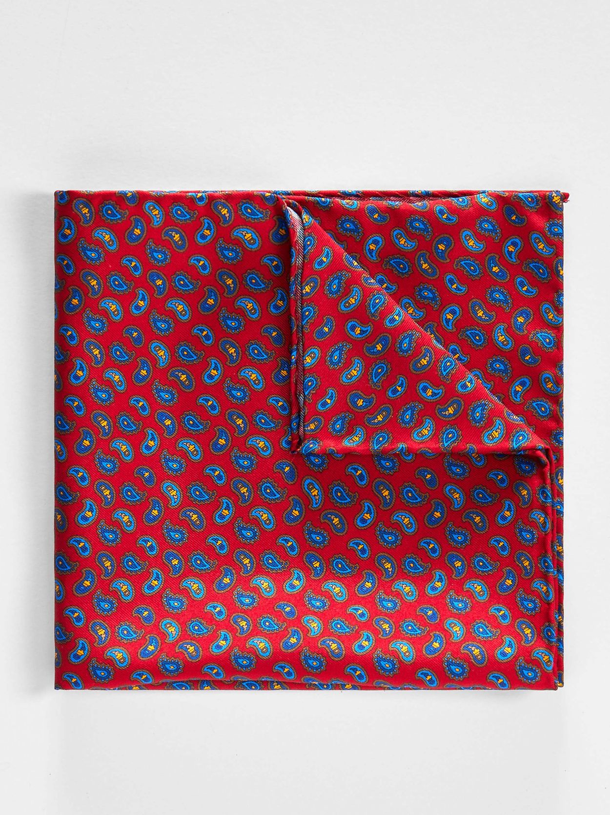 Red Pocket Square Small Paisley