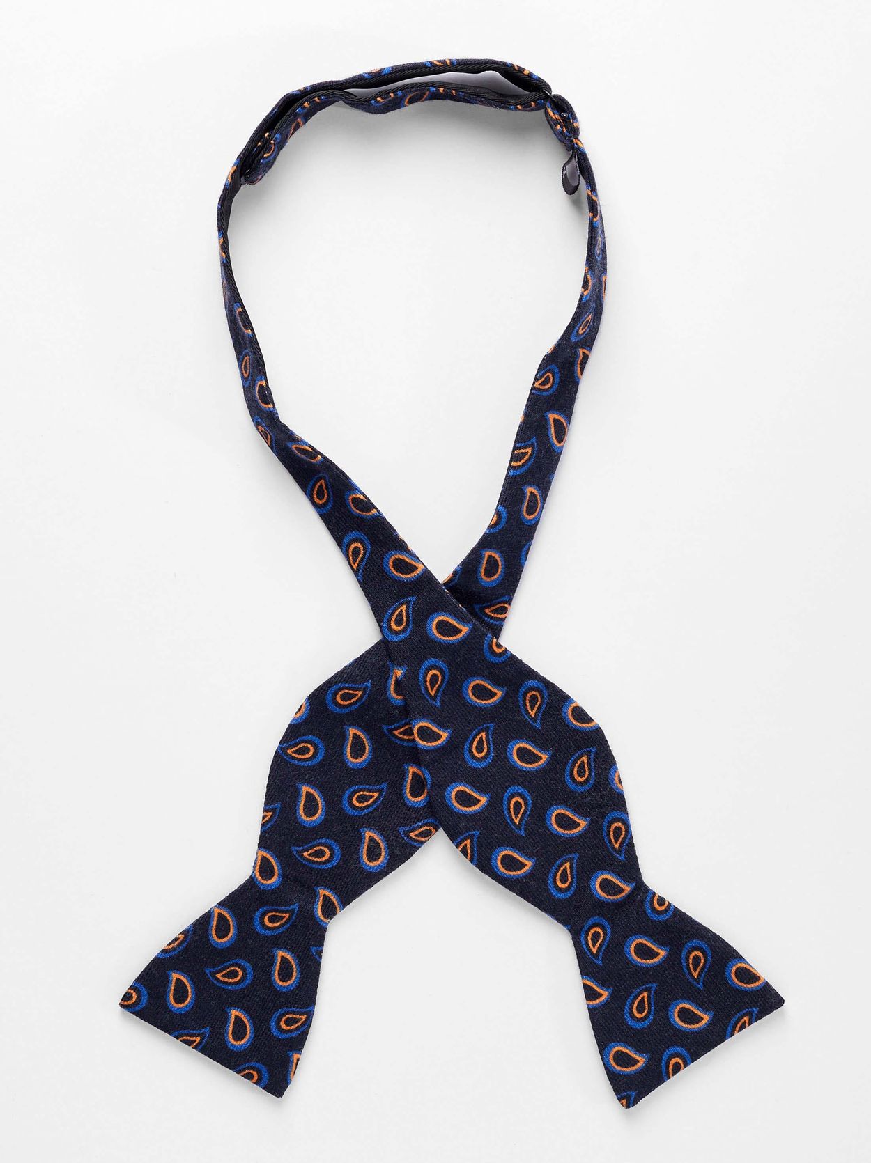 Blue Bow Tie Wool Paisley