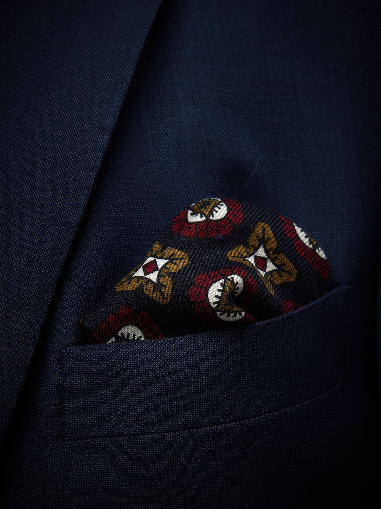 Blue Pocket Square Wool Geometric