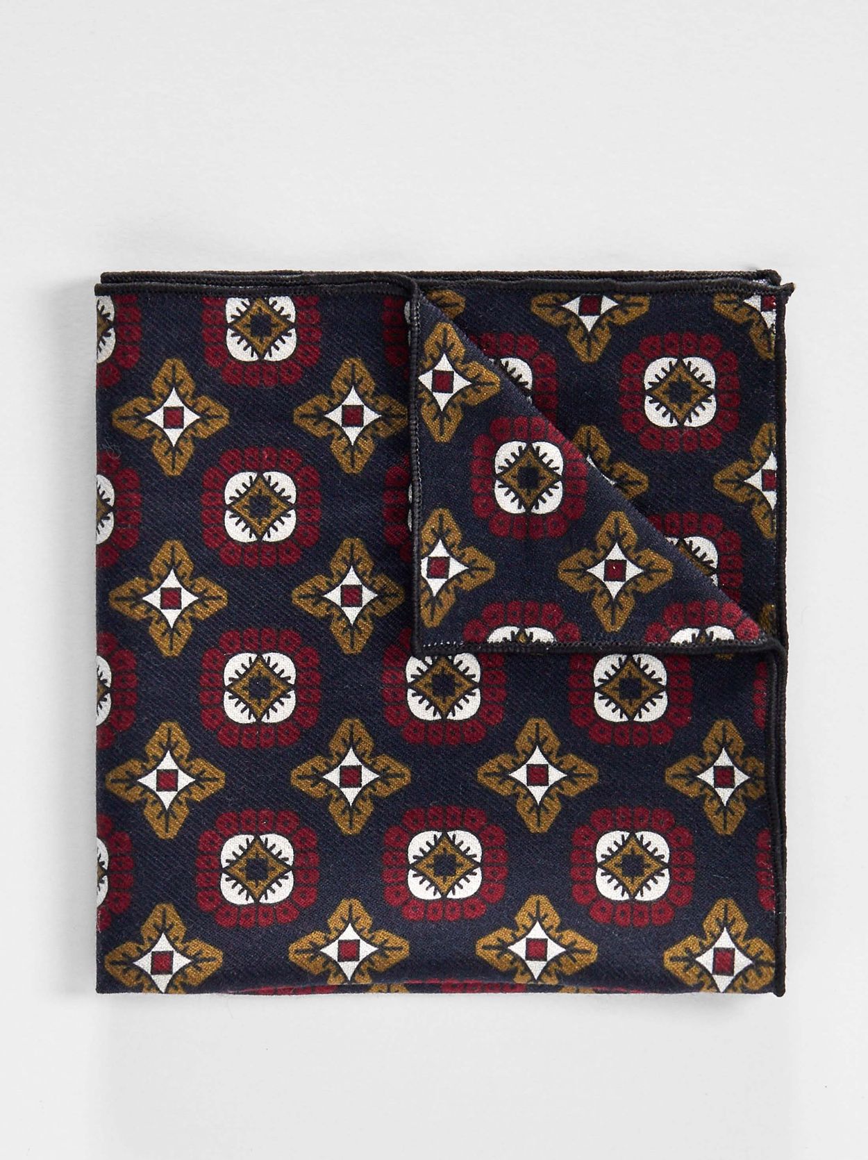 Blue Pocket Square Wool Geometric