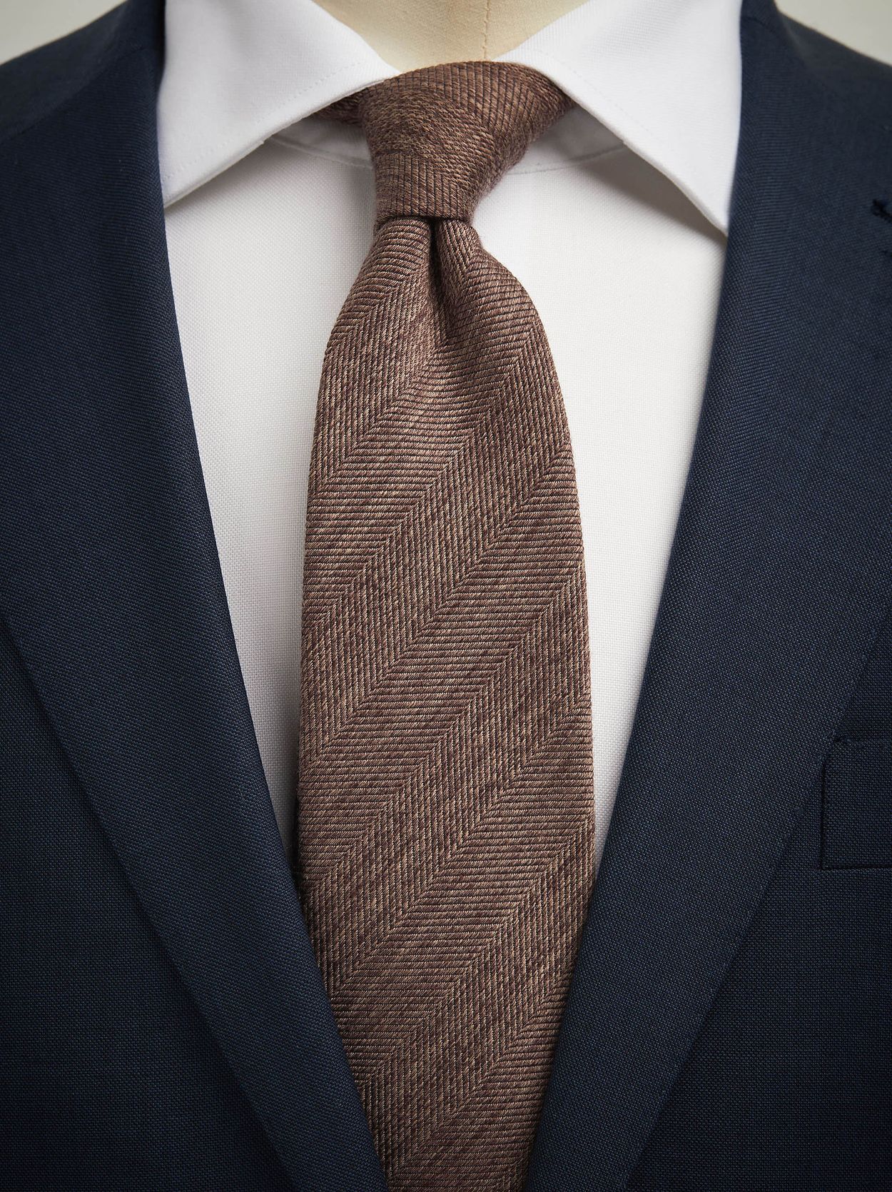 Braune WollFischgräten Krawatte
