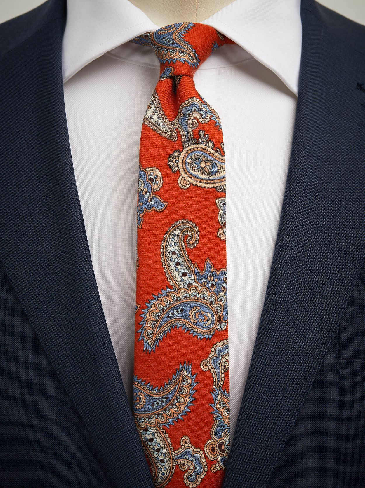 Orange Tie Wool Paisley