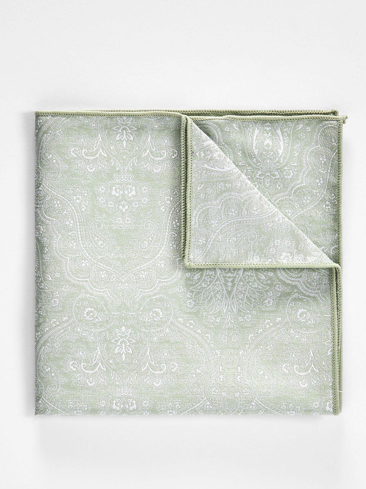 Green Pocket Square Paisley