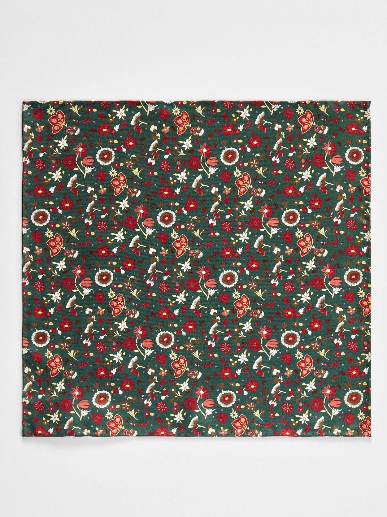 Green Pocket Square Floral