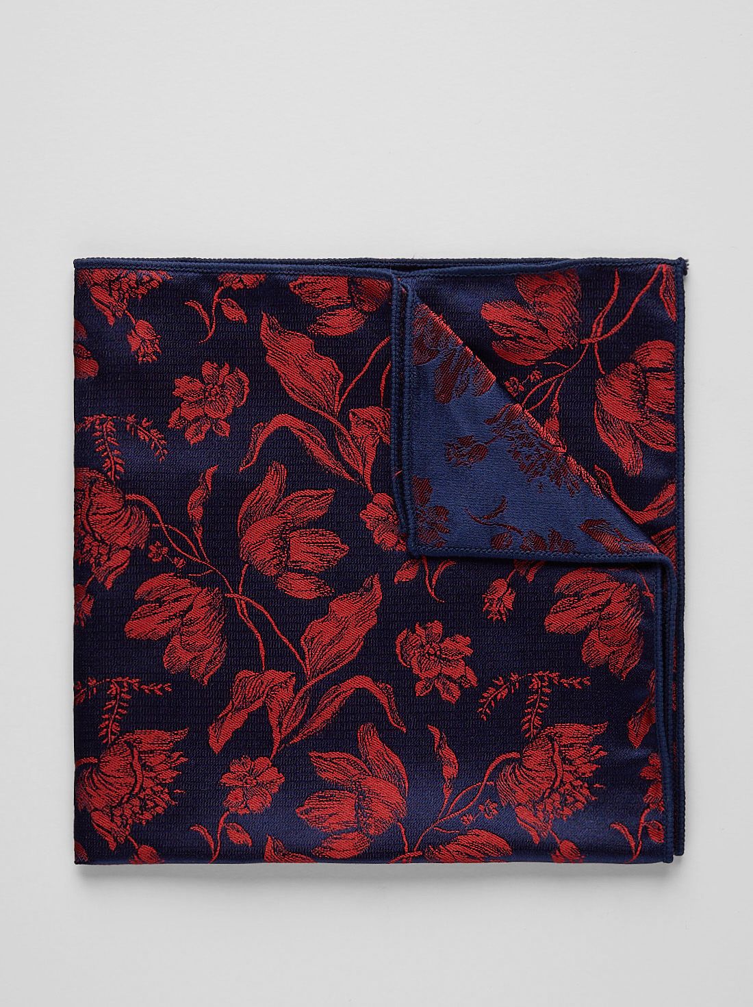Blue & Red Pocket Square Floral