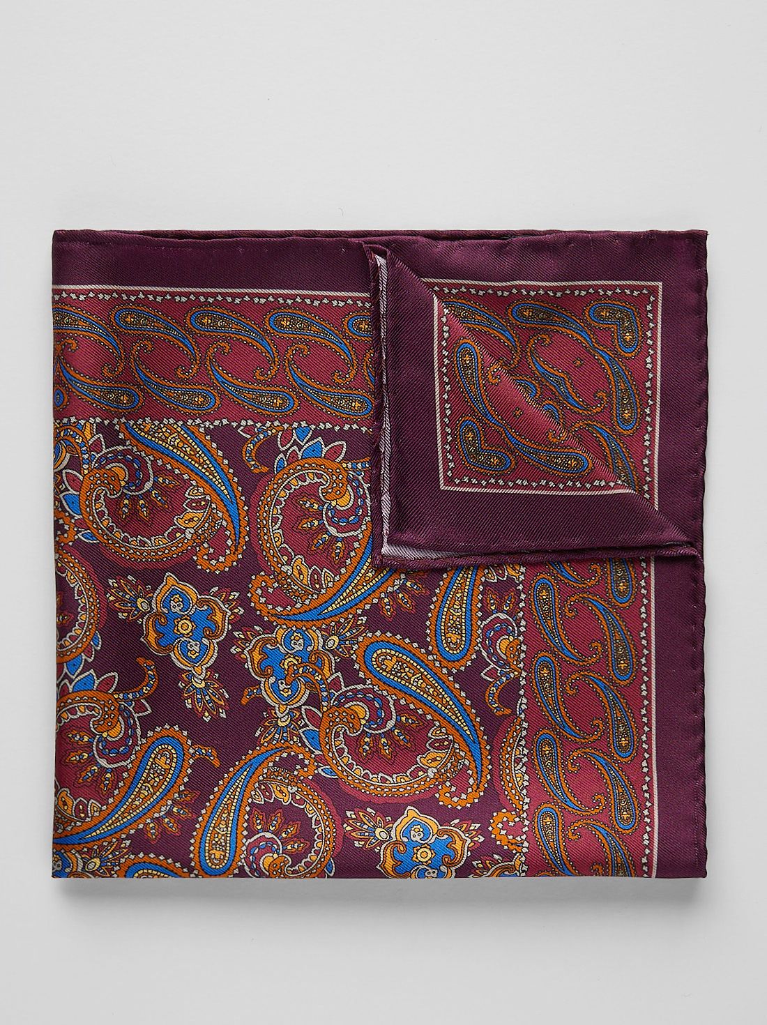 Burgundy Pocket Square Paisley