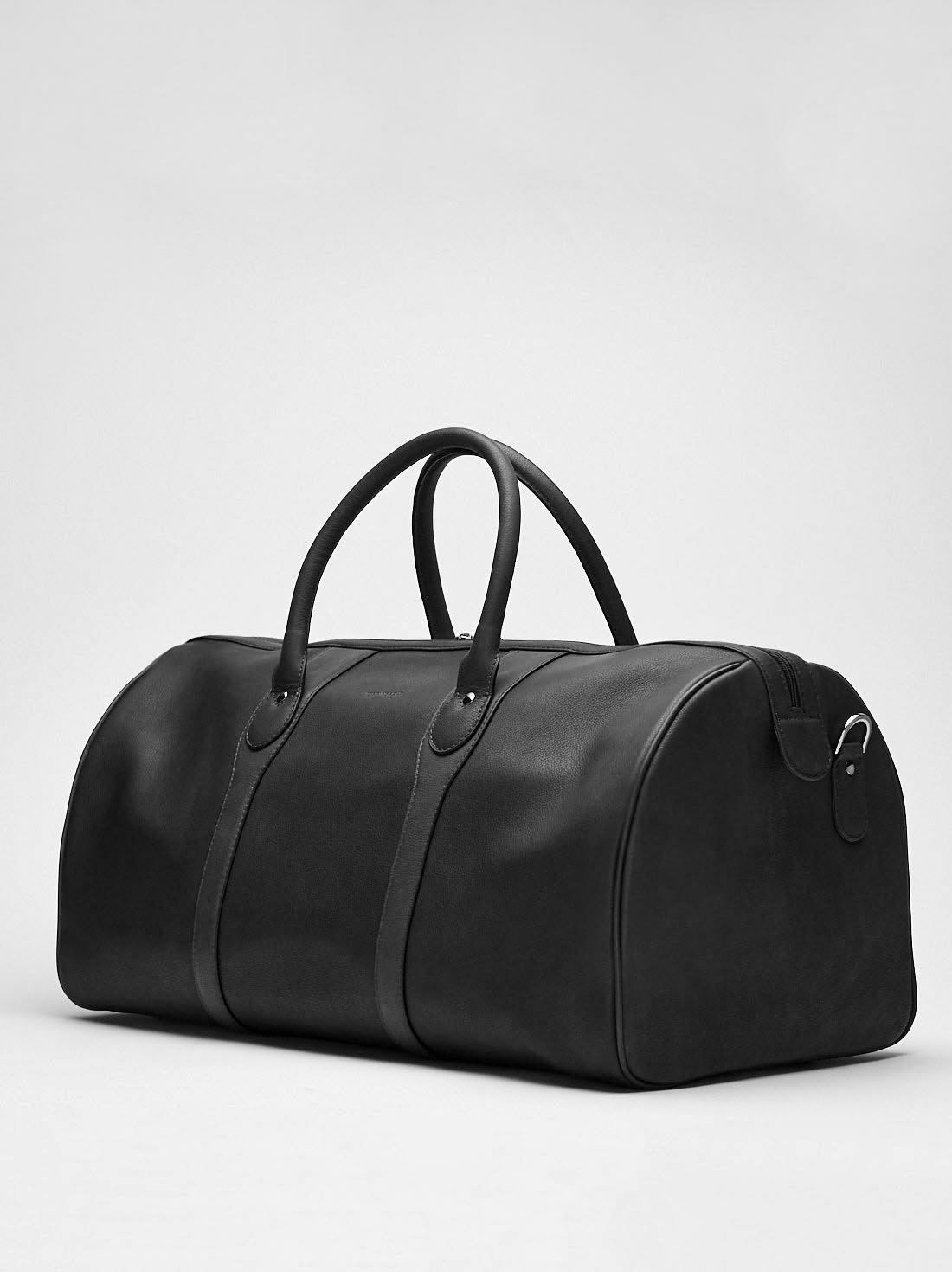 Mens black clearance leather overnight bag